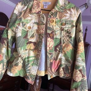 Coldwater Creek Multicolor Floral Jean Jacket